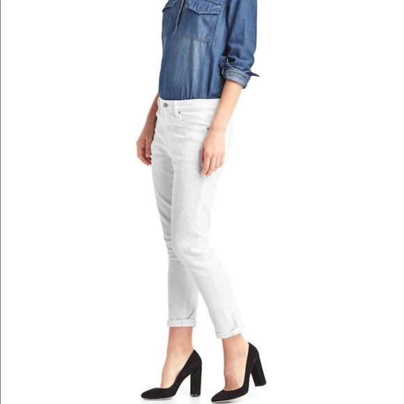 GAP Denim - GAP White Denim Embroidered Girlfriend Jean